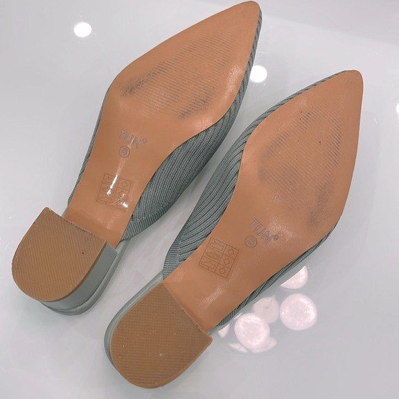 *NEW* TIJN Pointed Toe Heeled Mules sandals Sage Green - Picture 4 of 16